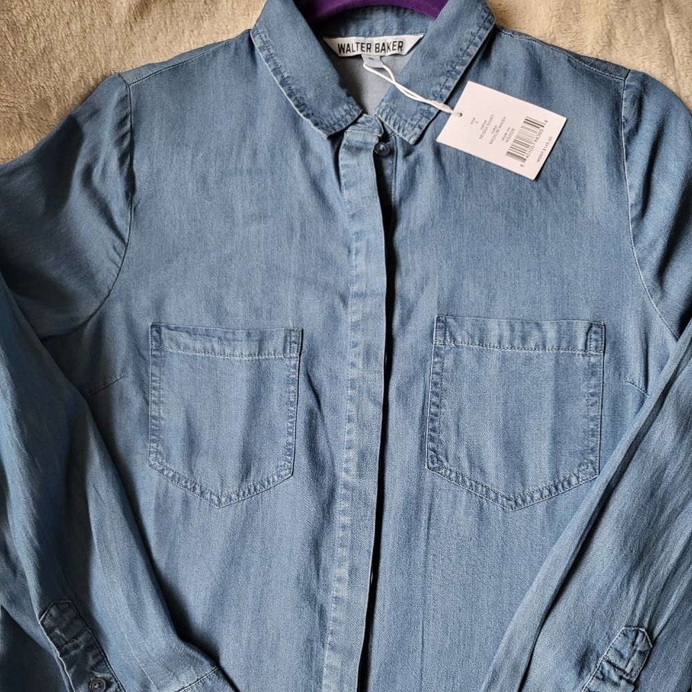 Women chambray long sleeve shirt